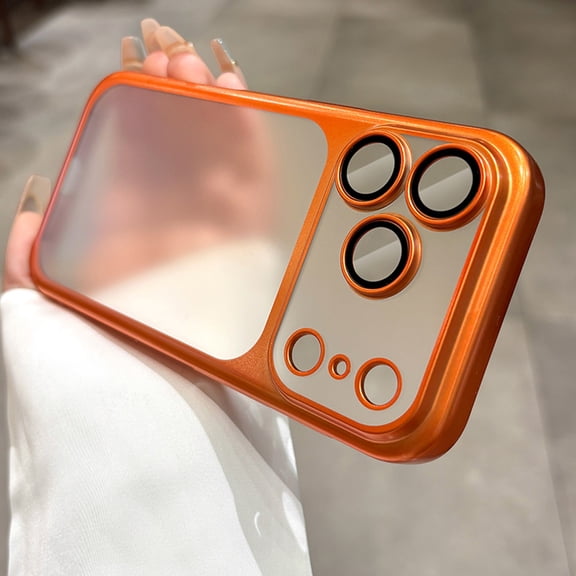 Case for iPhone 18 Pro, Support Wireless Charging, Clear Back PC Material Ultra Slim Matte Lightweight Shockproof Protective Anti-Scratch Frosted Phone Cover for Girls Women, Orange