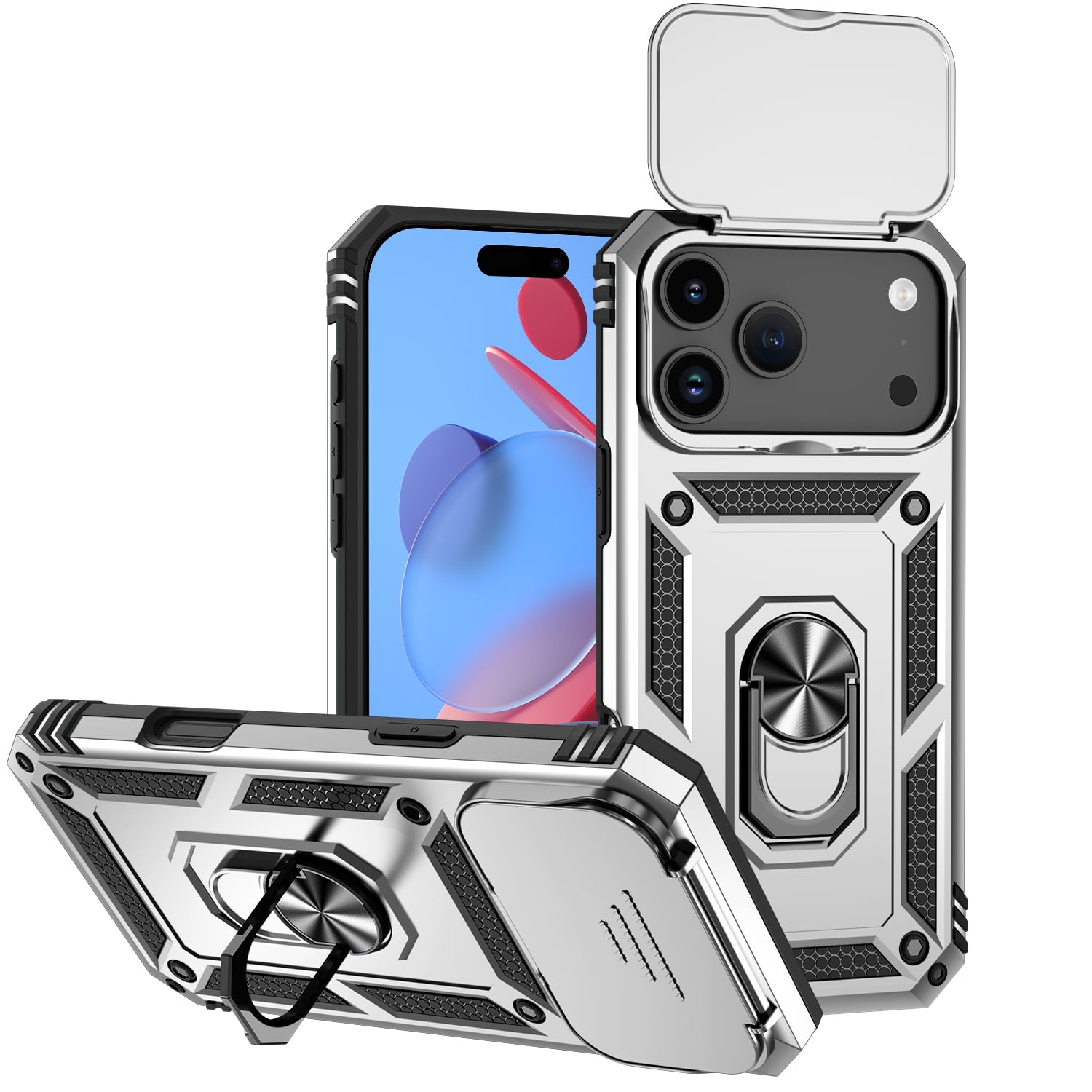 Extra Large Lens Case Case for iPhone 18 Pro, TPU+PC Hybrid Protective Cover with Sliding ...