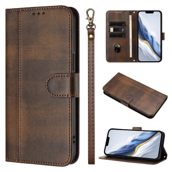 Case for iPhone 6 Plus Wallet Phone Cover with Wrist Strap, Card Slots and Cash Pocket, PU Leather Magnetic Closure and Anti-Drop Stand Flip Protective Shockproof Case