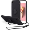 thumbnail image 1 of Case for iPhone 7 Plus iPhone 8 Plus, Slim Liquid Silicone Phone Case with 360 Rotatable Ring Holder Kickstand Fashion Hand Strap with Magnetic Car Mount Shockproof TPU Bumper Cover - Black, 1 of 16
