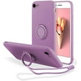 thumbnail image 1 of Case for iPhone 7 Plus iPhone 8 Plus, Slim Liquid Silicone Phone Case with 360 Rotatable Ring Holder Kickstand Fashion Hand Strap with Magnetic Car Mount Shockproof TPU Bumper Cover - Purple, 1 of 16