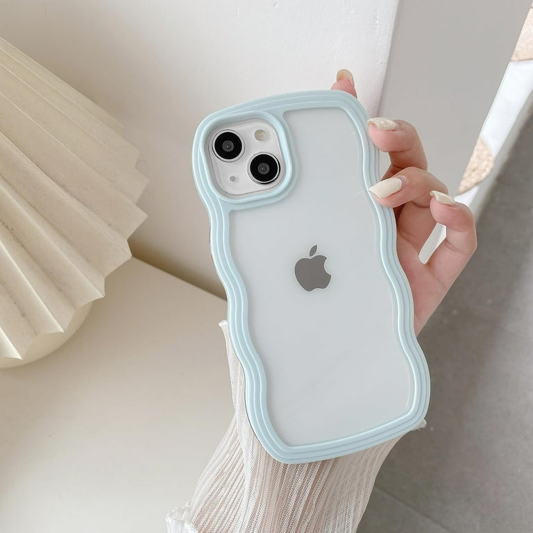 Case for iPhone 7 iPhone 8 Clear Cute Curvy Aesthetic Wave Frame Slim Fit Shockproof Phone Bumper Cover Translucent Soft Pretty Anti Scratch TPU Case Baby Blue Walmart