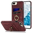thumbnail image 1 of Case for iPhone 8 Plus / iPhone 7 Plus with Ring Holder Kickstand Card Slots Cover, PU Leather Soft TPU Bumper Shockproof Non-Slip Slim Phone Case for iPhone 8 Plus / iPhone 7 Plus 5.5 Inch,Winered, 1 of 17