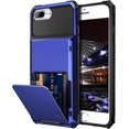 thumbnail image 1 of Case for iPhone 8 Plus Case Wallet Card Holder ID Slot Anti-Scratch Dual Layer Protective Bumper Rugged TPU Rubber Armor Hard Shell Cover for iPhone 6 Plus 6s Plus 7 Plus 8 Plus Navy Blue, 1 of 13