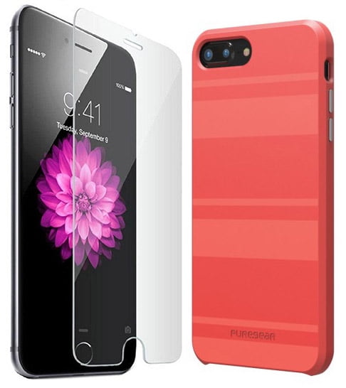 Case for iPhone Plus, PureGear [Deep Coral] SoftTEK Slim Cover