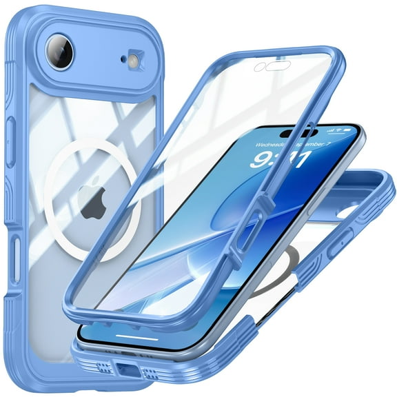 Case for iPhone Air, Heavy Duty & Rugged [Built-in Screen Protector] Shockproof Drop Protection with Port Anti-Dust/Scratch 360 Full Body Phone Cases For iPhone Air,Blue