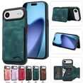 thumbnail image 1 of Case for iPhone Air, Premium PU Leather + TPU Protective Back Cover with Card Slots Finger Ring Kickstand Magnetic Closure Shockproof Drop Protective for iPhone Air, Green, 1 of 9