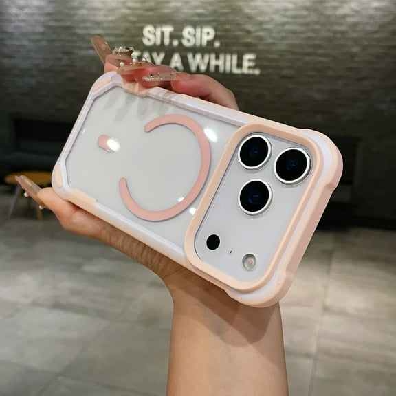 Case for iPhone Air, iPhone Air Magnetic TPU + PC Case [Compatible with MagSafe] Slim Translucent Matte Scratch-Resistant Back Shockproof Phone Case for iPhone Air - Pink