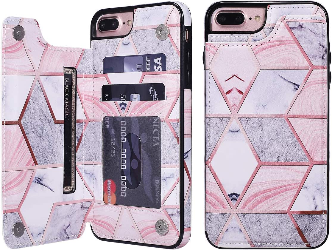Custodia Portafoglio In Pelle PU Per IPhone SE 2022/2020, IPhone 7 E 8 - Con Slot Per Carte E Supporto - Rosa