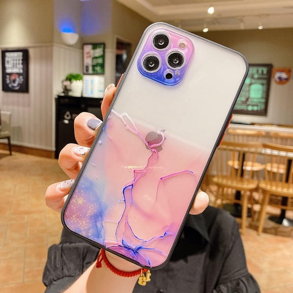 Case for iPhone SE 2022 5G/iPhone SE 2020/iPhone 8/iPhone 7,Marble Watercolor Glit Cute Slim Clear Case,Hard PC Back Camera Protection Silicone Shockproof Cover for iPhone 7/8/SE2/SE3- Blue