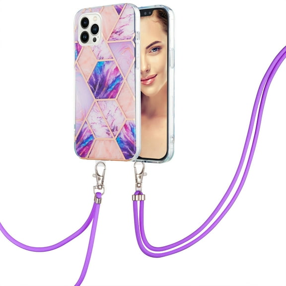 Case for iPhone SE 2022 Anti-Fingerprint Skid Resistant Shockproof Protective Marble Pattern Phone Cover with Adjustable Detachable Nylon Phone Lanyard