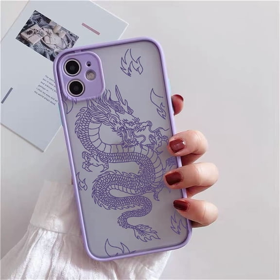 Case for iPhone SE(5G) 2022 iPhone 7 iPhone 8 iPhone SE 2020, Clear Fashion Animal Sculpture Dragon Cartoon Pattern Frosted PC Back 3D Soft TPU Edge Bumper Silicone Shockproof Case - Purple