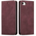 thumbnail image 1 of Case for iPhone SE(5G) 2022 iPhone 7 iPhone 8 iPhone SE 2020, Premium PU Leather Flip Folio Protective Case TPU Bumper with Kickstand Card Slot Holder Hidden Magnetic Closure Cover - Wine Red, 1 of 14