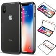 thumbnail image 1 of Case for iPhone X/Xs, Nakedcellphone [Black] MAGNETIC Snap-On Aluminum Cover with Transparent Rear 9H Hard TEMPERED GLASS Clear Protector for iPhone Xs (2018), iPhone X (2017), (aka iPhone 10/10s), 1 of 6
