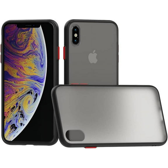 Case for iPhone X/Xs Thin Shockproof Phone Case PC Back TPU Bumper [Protect from Fingerprint/Shock/Scratch/Slip] Translucent Matte Phone Cover for iPhone X/Xs-Black
