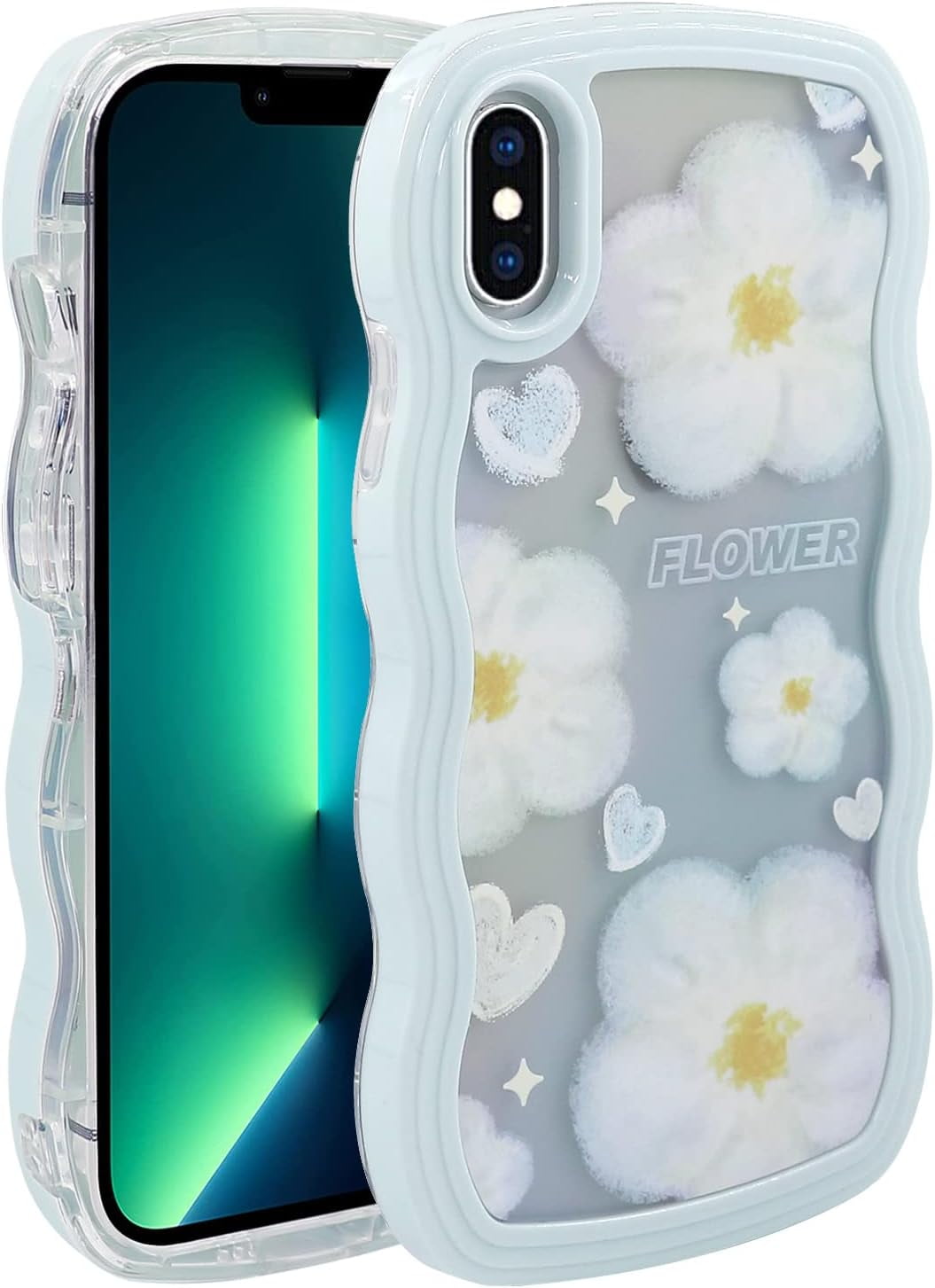 Case for iPhone X/iPhone Xs (5.8 inch), TPU Kawaii Shockproof Protective  Cover Case for Women Girls, Cute Phone Case for iPhone X/iPhone Xs, Baby  Blue - Flowers - Walmart.com, image size:1055x1453