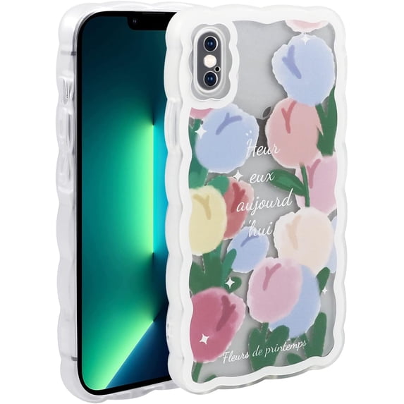 Case for iPhone X/iPhone Xs, Case Cute Cartoon Flowers for Girls Shockproof TPU Bumper Protective Case for iPhone X/iPhone Xs (5.8 inch), Colorful Flowers