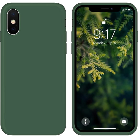 Case for iPhone X/iPhone Xs case Liquid Silicone Gel Rubber Phone Case,iPhone X/iPhone Xs 5.8 Inch Full Body Slim Soft Microfiber Lining Protective Case (Clover)