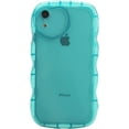 thumbnail image 1 of Case for iPhone XR Case Wave, Curly Frame Design for Women Girls, Cute Love Heart Camera Aesthetic Phone Case Soft Flexible TPU Shockproof Full-Body Protective Case Cover, Clear Blue, 1 of 12