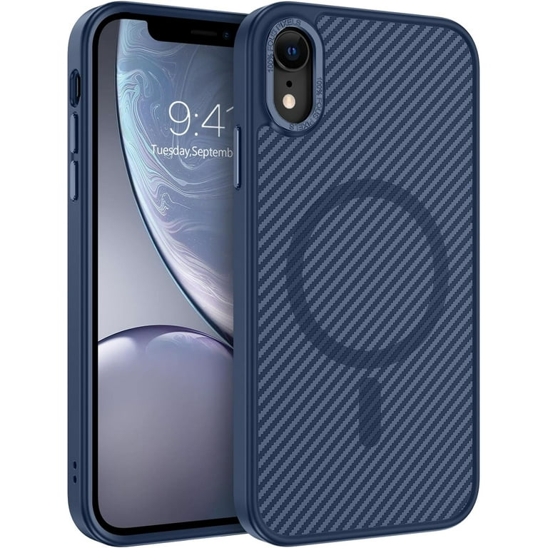 Case for iPhone XR, [Compatible with Magsafe] Carbon Fiber Metal