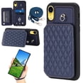 thumbnail image 1 of Case for iPhone XR, Detachable Crossbody Strap Wallet Case with Card Slots, Stand Ring Flip PU Leather Protective Cover Lanyard for Women for iPhone XR, Darkblue, 1 of 11