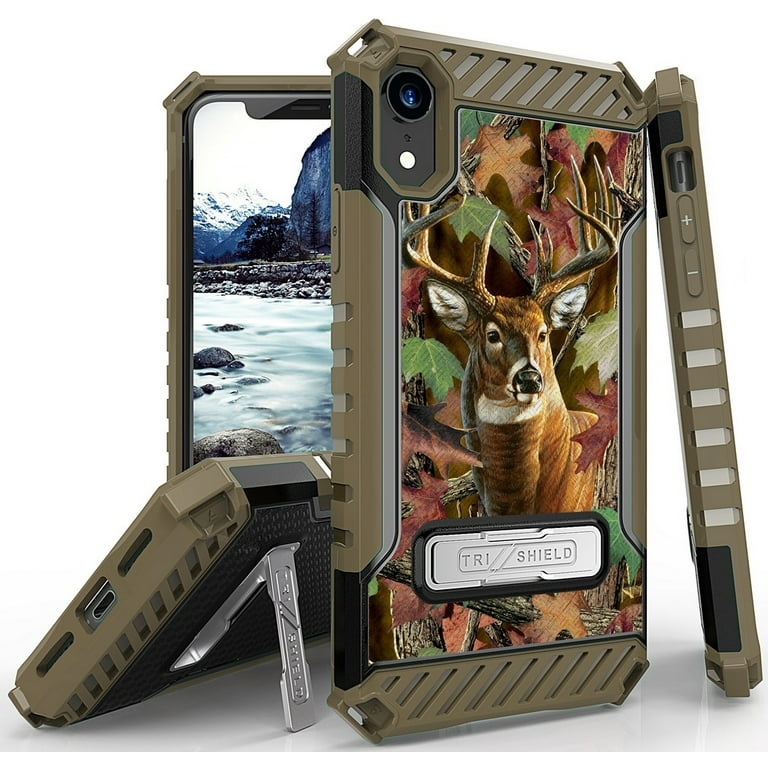 Case for iPhone XR, Outdoor Deer Hunter Camo Rugged Cover [with