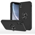 thumbnail image 1 of Case for iPhone XR, Smooth Dual Layer Hard Military Phone Case with 360 Degree Ring Stand Silicone Bumper Shockproof Protective Case (Camera Protection) Magnetic Car Holder Cover-Black, 1 of 7
