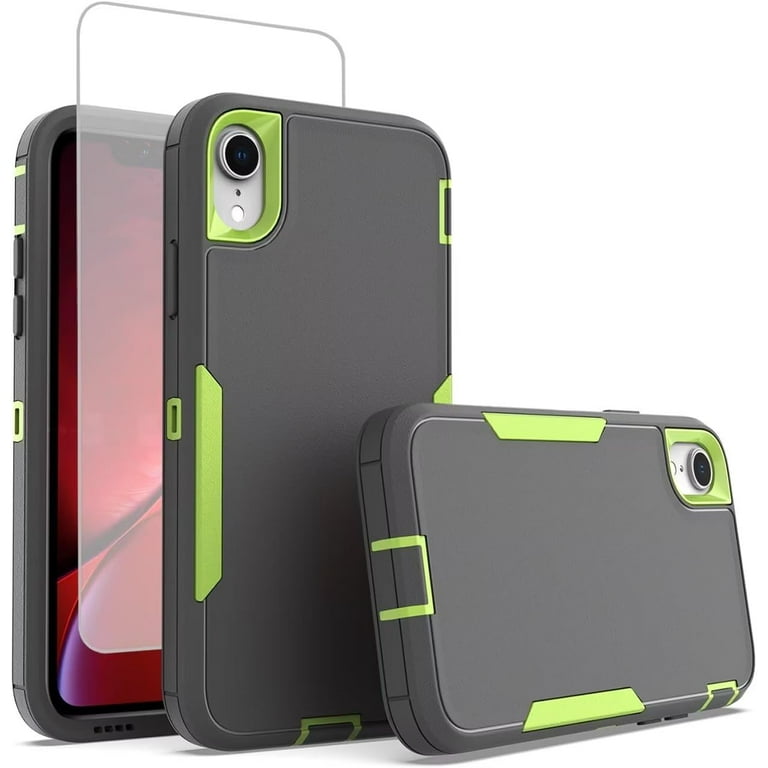 Case for iPhone XR with Tempered Glass Screen Protector, Hybrid