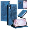 thumbnail image 1 of Case for iPhone XR Wallet Case for Women Girls with Credit Card Holder, Embossed Flower Pattern Magnetic Flip PU Leather Purse Shockproof Protective Phone Cover for iPhone XR, Blue, 1 of 11