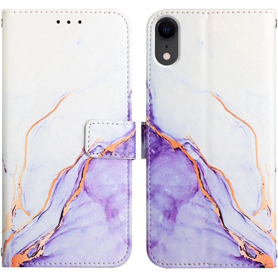 Case for iPhone XR, iPhone XR Wallet Case Cute with Kickstand Magnetic and Card Holder Leather Flip Protective Case for Women Compatible with iPhone XR Marble Purple