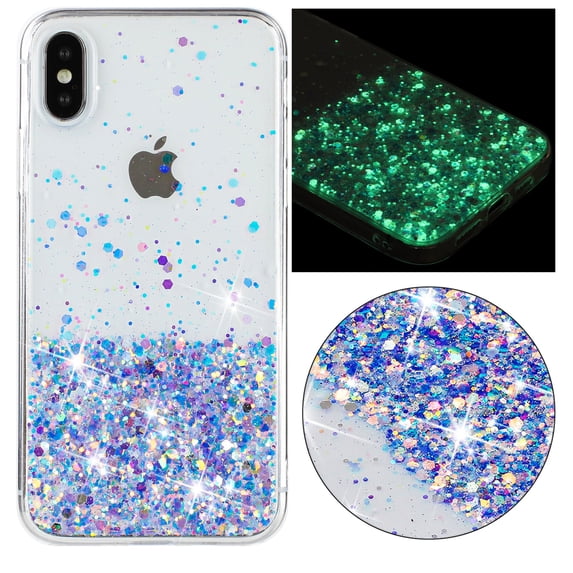 Case for iPhone XS Max, Luminous Fashionable Trendy Shiny Glitter Phone Cover, Gradient Non-Yellowing Shockproof with Glamorous Shimmering Protection Case for iPhone XS Max, Purple