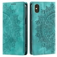 thumbnail image 1 of Case for iPhone XS / iPhone X Wallet Case for Women Girls with Credit Card Holder, Embossed Flower Pattern Magnetic Flip PU Leather Purse Shockproof Protective Phone Cover, Green, 1 of 10
