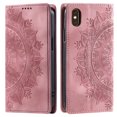 thumbnail image 1 of Case for iPhone XS / iPhone X Wallet Case for Women Girls with Credit Card Holder, Embossed Flower Pattern Magnetic Flip PU Leather Purse Shockproof Protective Phone Cover, Pink, 1 of 10