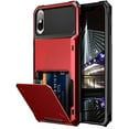 thumbnail image 1 of Case for iPhone Xs Case iPhone X Case Wallet ID Slot Credit Card Holder Scratch Resistant Dual Layer Protective Bumper Rugged TPU Rubber Armor Hard Shell Cover for iPhone X XS 10 10S (Red), 1 of 10