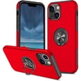 thumbnail image 1 of Case for iPhone13 6.1, Smooth Dual Layer Hard Military Phone Case with 360 Degree Ring Stand Silicone Bumper Shockproof Protective Case (Camera Protection) Magnetic Car Holder Cover-Red, 1 of 8