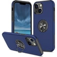 thumbnail image 1 of Case for iPhone13 6.1, Smooth Dual Layer Hard Military Phone Case with 360 Degree Ring Stand Silicone Bumper Shockproof Protective Case (Camera Protection) Magnetic Car Holder Cover-Blue, 1 of 15