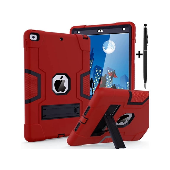 Case for ipad 9th Generation/iPad 8th Generation/iPad 7th Generation, Slim Heavy Duty Shockproof Rugged Protective Case with Built-in Stand for iPad 10.2 inch 2021/2020/2019 Red
