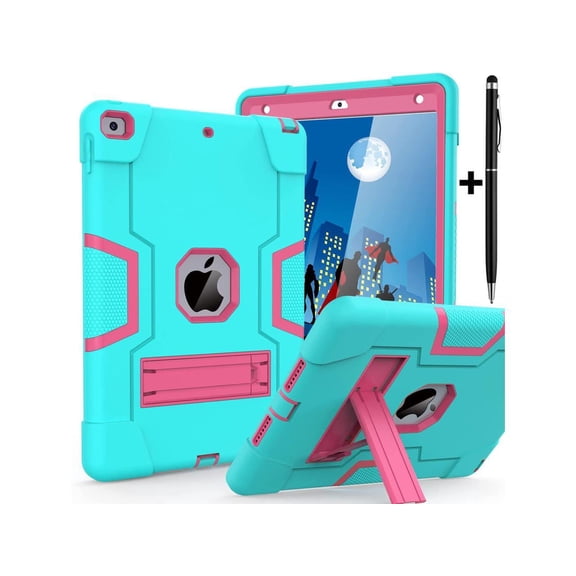 Case for ipad 9th Generation/iPad 8th Generation/iPad 7th Generation, Slim Heavy Duty Shockproof Rugged Protective Case with Built-in Stand for iPad 10.2 inch 2021/2020/2019 Teal/Blue