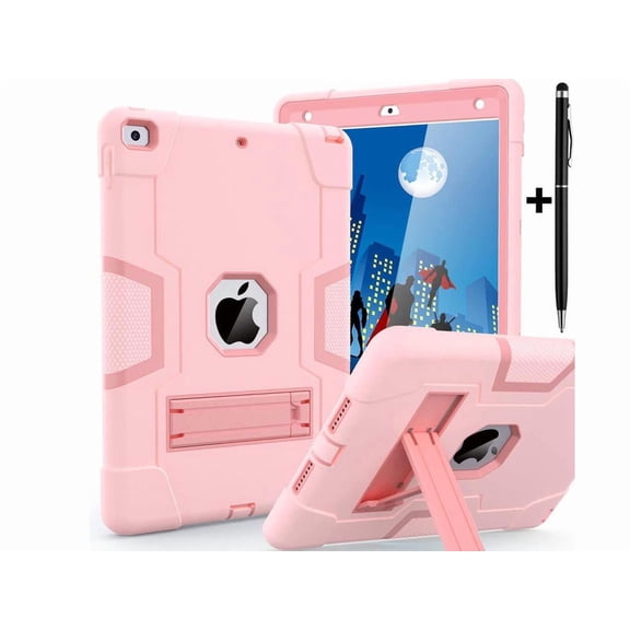 Case for ipad 9th Generation/iPad 8th Generation/iPad 7th Generation, Slim Heavy Duty Shockproof Rugged Protective Case with Built-in Stand for iPad 10.2 inch 2021/2020/2019 Pink