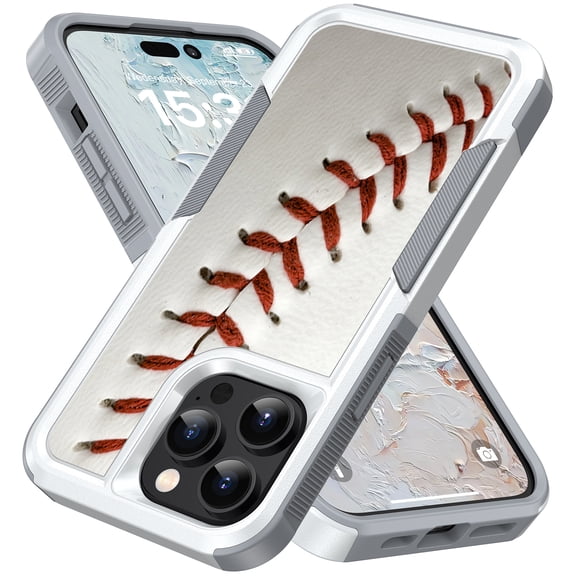 Case for iphone 14 Pro Max, Baseball Sport Print Heavy Duty Armor Shockproof Tough Hybrid Dual Layer Rubber Drop Protection Soft Bumper Rugged Protective Phone Cover Case for Apple iphone 14 Pro Max