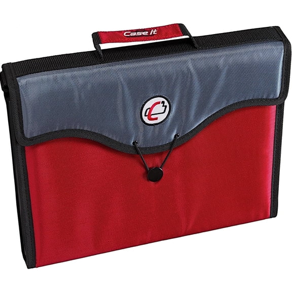 Case-it 13-Pocket Expanding File with Handle and Shoulder Strap, Red, Eff-30-Red