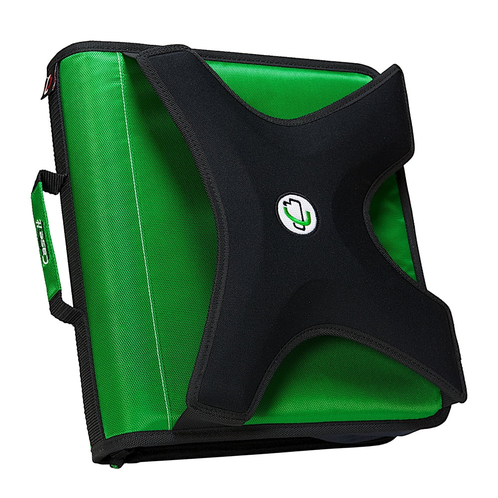 Case-it 2 Inch Zipper Binder with 5-Tab File Folder, Green