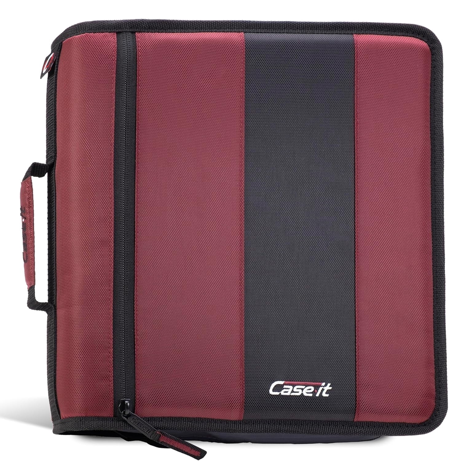 Case-it Classic Zipper Binder | 2-Inch O-Rings, 350 Sheet Capacity, Multiple Storage Pockets & Shoulder Strap | Office Organizer | D-251 Burgundy