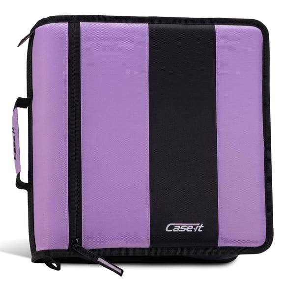 Case-it Classic Zipper Binder | 2-Inch O-Rings, 350 Sheet Capacity, Multiple Storage Pockets & Shoulder Strap | Office Organizer | D-251 Lavender