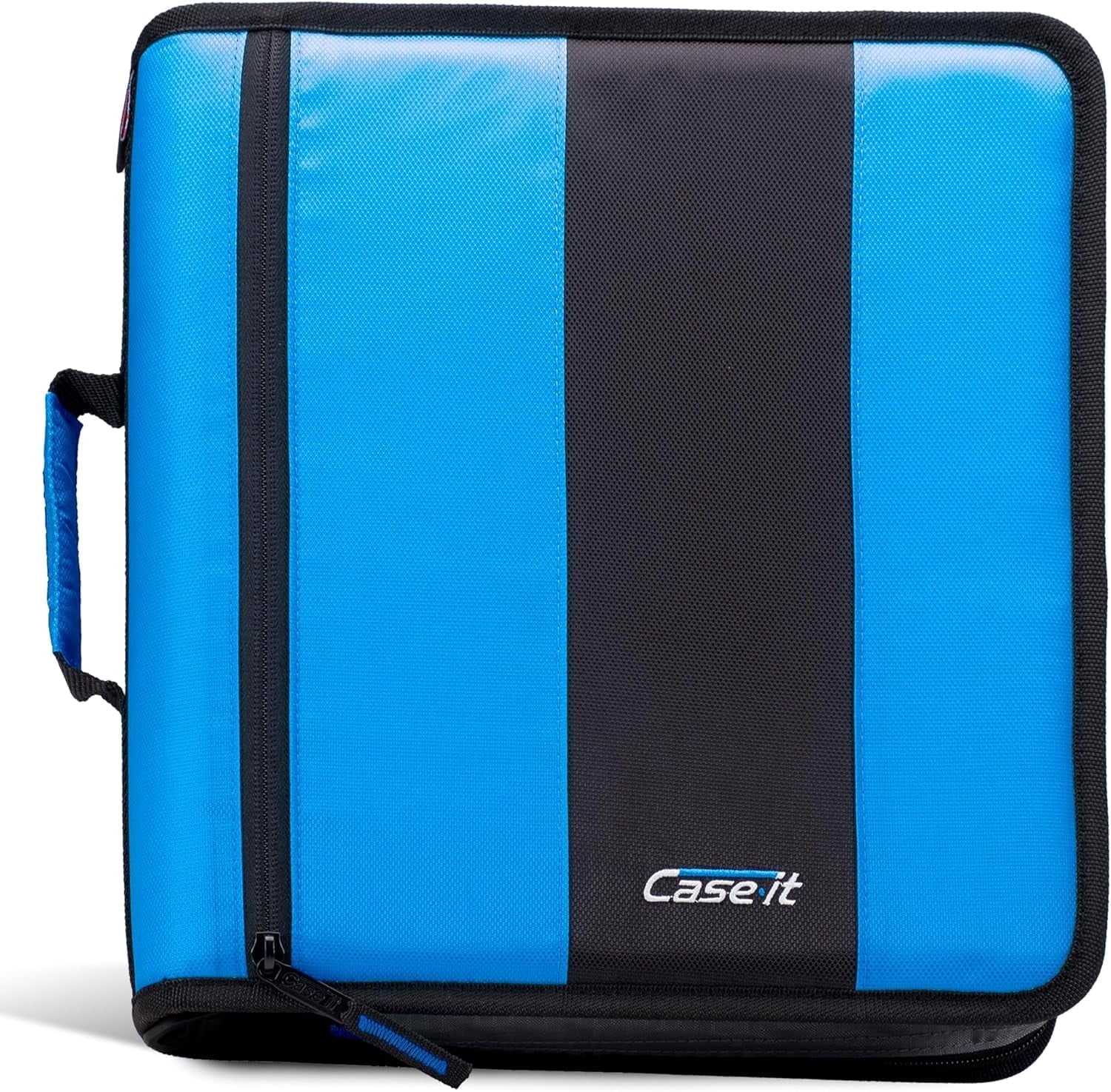 Case-it Classic Zipper Binder, 2" O-Ring with Mesh Pockets and Shoulder Strap and Handle, 350 Page Capacity, D-251 Denim Blue