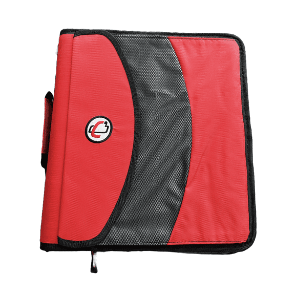 Case•it Dual-121-a, Binder 2-in-1 Zipper Binder, Red & Black, Assembled product height 13" x depth 3.14 x width 12.99", Handle and shoulder strap