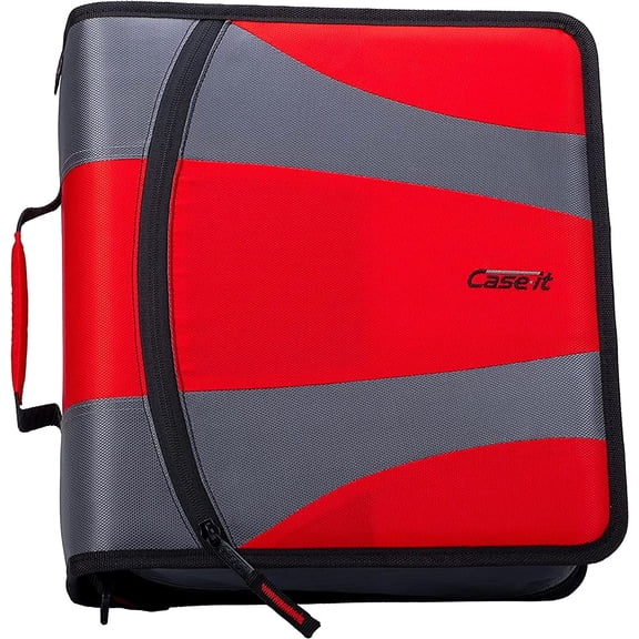 Case-it The Dual 2.0 Zipper Binder Backpack - Two 2 Inch D-Rings - 5 Subject File Folder - Multiple Pockets - 800 Sheet Capacity - Comes with Shoulder Strap - Fire Engine Red Dual-301