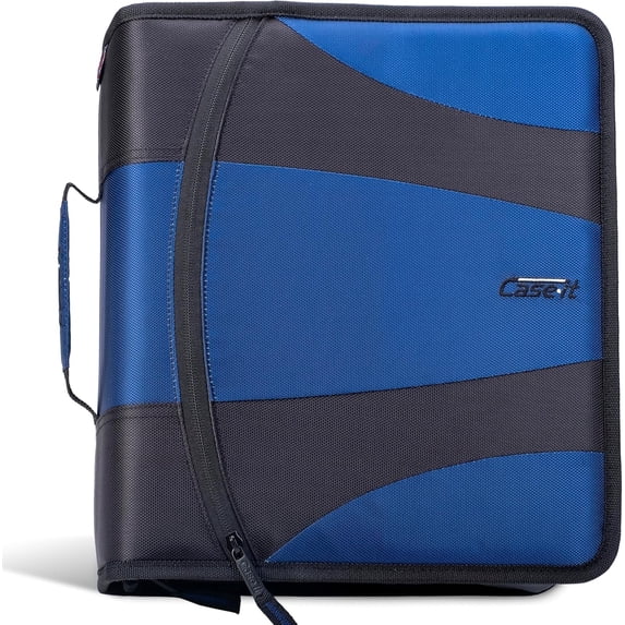 Case It 2-Inch Dual D-Ring Zipper Binder, 4 Inch Capacity, Blue, DUAL-301-Blue