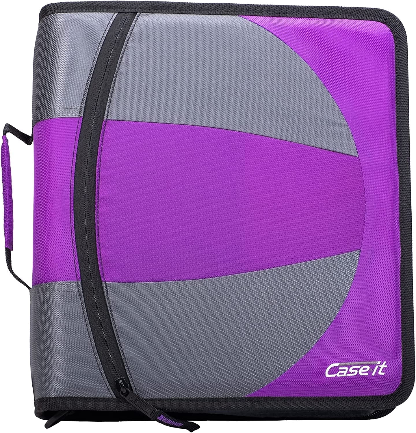 Case-it The Dual 2-in-1 Zipper Binder - Two 1.5 Inch D-Rings - Includes Pencil Pouch - Multiple Pockets - 600 Sheet Capacity - Comes with Shoulder Strap - Deep Purple Dual-101