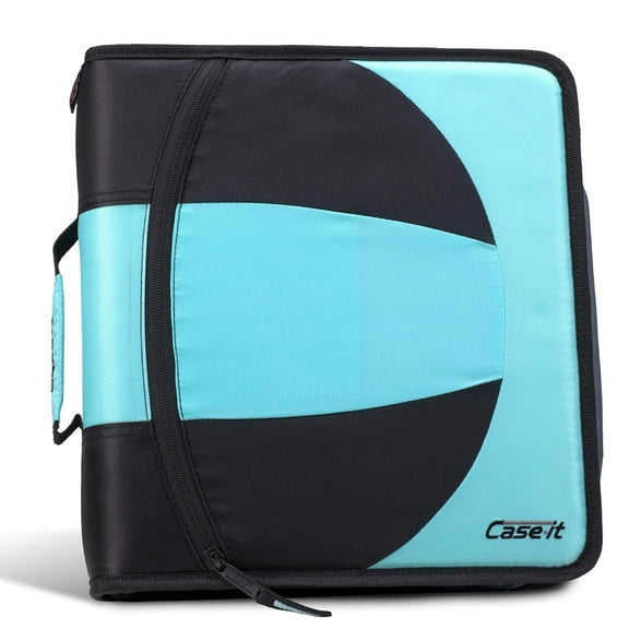 Case-it The Dual 2-in-1 Zipper Binder - Two 1.5 Inch D-Rings - Includes Pencil Pouch - Multiple Pockets - 600 Sheet Capacity - Comes with Shoulder Strap - Spearmint Dual-101